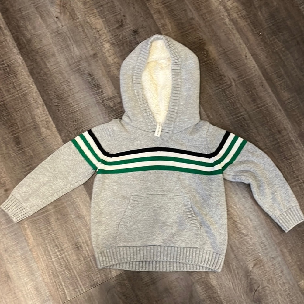 Janie and Jack Grey Sweater with hood lined fleece